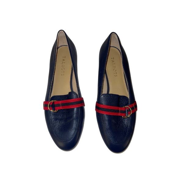 Talbots Women's Leather Navy Blue D-Ring Flats Loafers Comfort Classic Size 7 - Picture 1 of 4